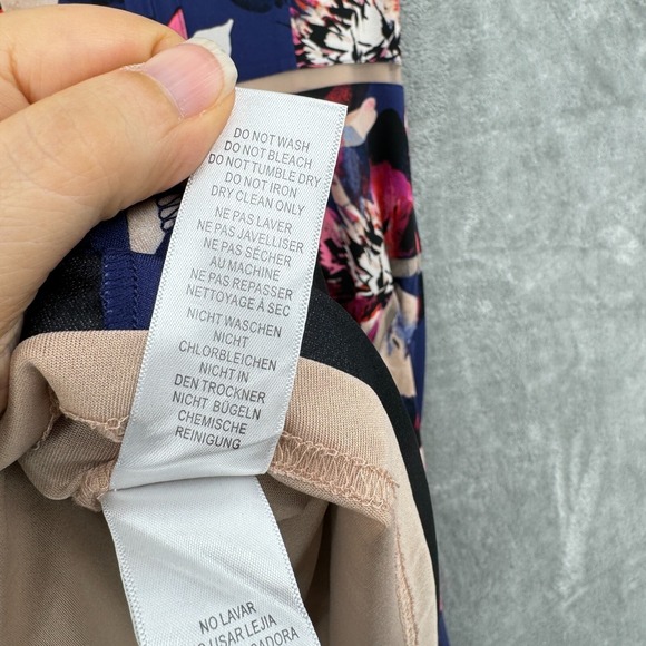 Adrianna Papell Dress 2 Floral Event Career Classic Stretch Lined Zip Blue Pink - Picture 13 of 15